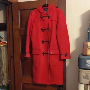 Red wool coat Nautica brand